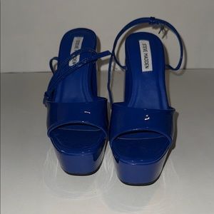 Steve Madden Blue Platform Heels with Chunky Block Heel